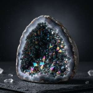 Titanium Aura Agate Geode Stone