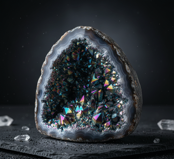 Titanium Aura Agate Geode Stone